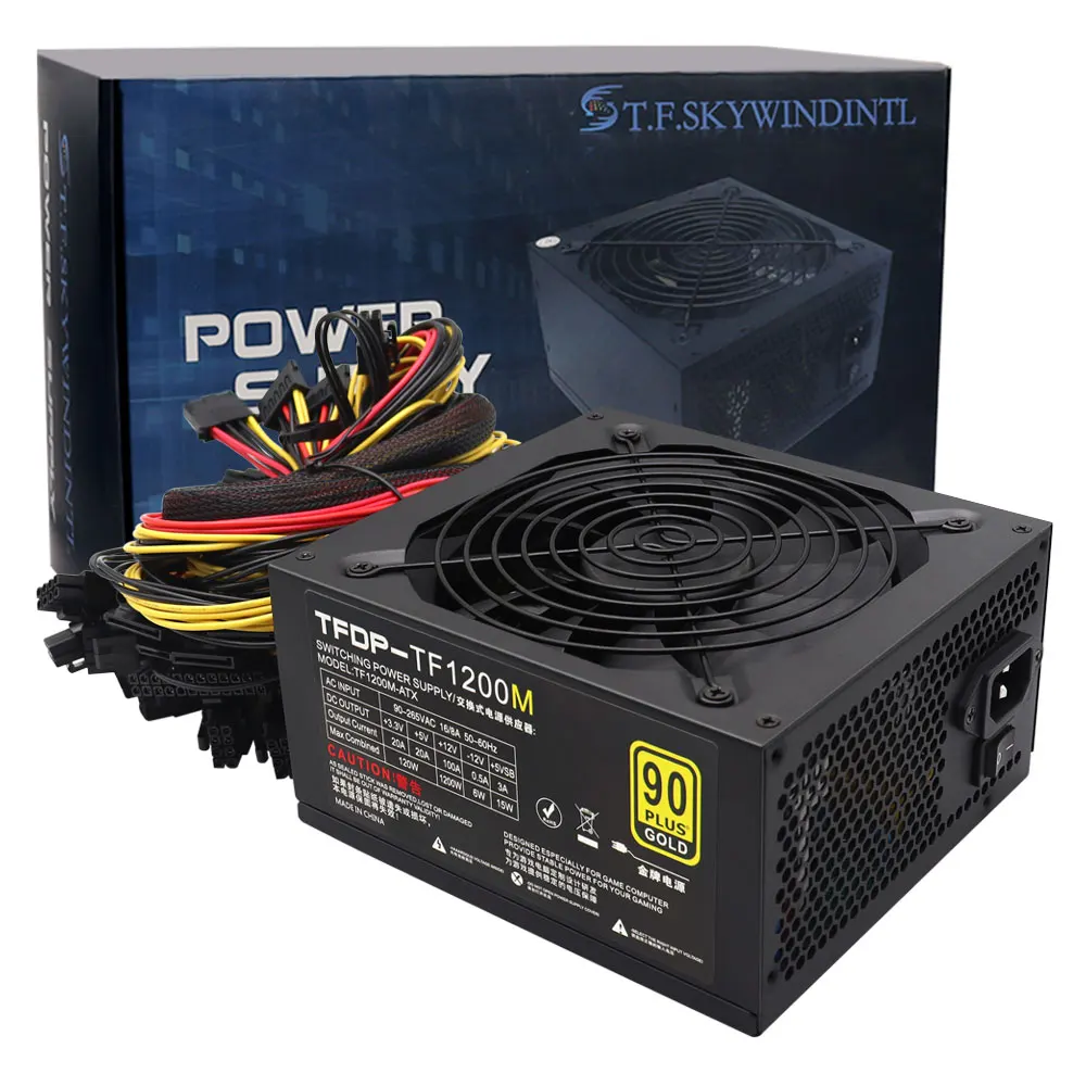 1200W PC Power Supply ATX  Gaming Computer 80 Plus Standard 14cm Fan Power Supply For Gaming PC Desktop PSU