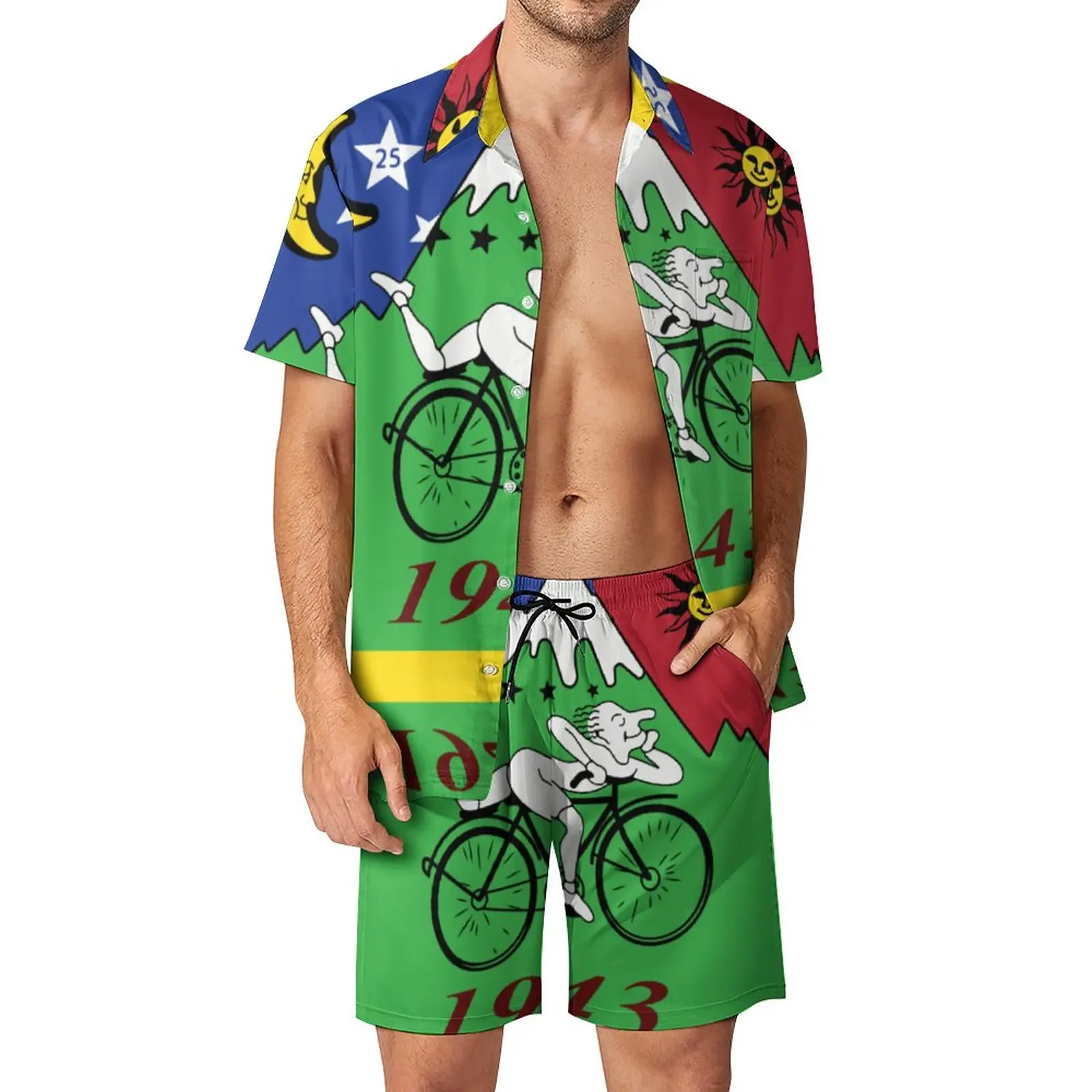 Albert Hoffman Bicycle Day Men Sets 1943 Cycle Trip Acid Day Casual Shorts Summer Short Sleeve Novelty Fitness Outdoor Shirt Set