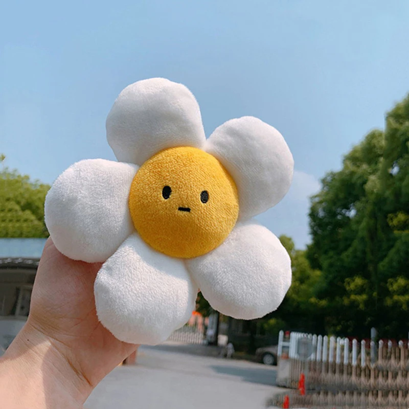 1PC Plush Keychains Cute Sun Flower Car Key Chain New Sunflower Plush Keychain Women Ladies Bag Pendant Accessories Keyring Gift