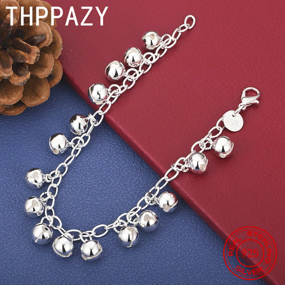 

THPPAZY браслет из стерлингового серебра 925 пробы с 16 колокольчиками для женщин и мужчин, аксессуары для вечеринки, дня рождения, свадьбы, модные изящные милые ювелирные изделия