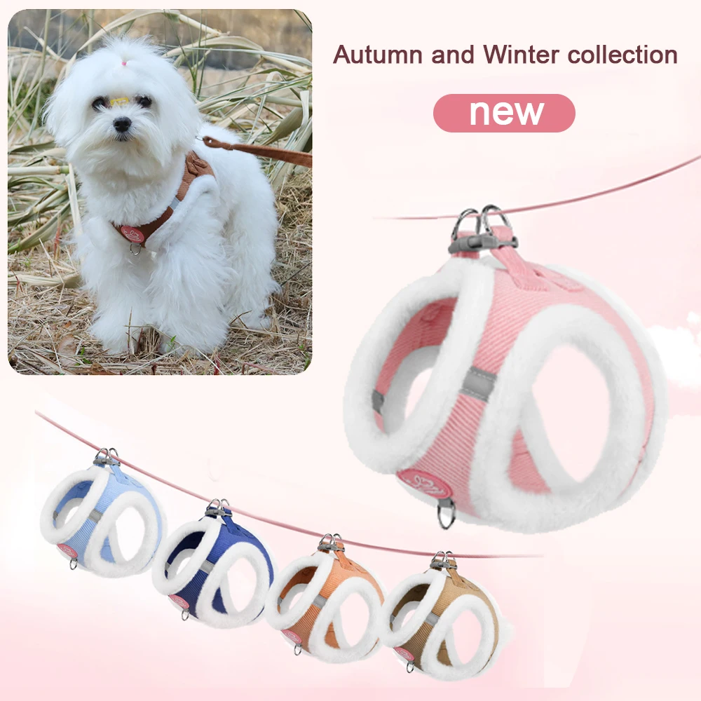 

Autumn Winter Dog Cat Harness and Leash Set - Escape-Proof Puppy Kitten Walking Gear Pet Vest for all Breeds