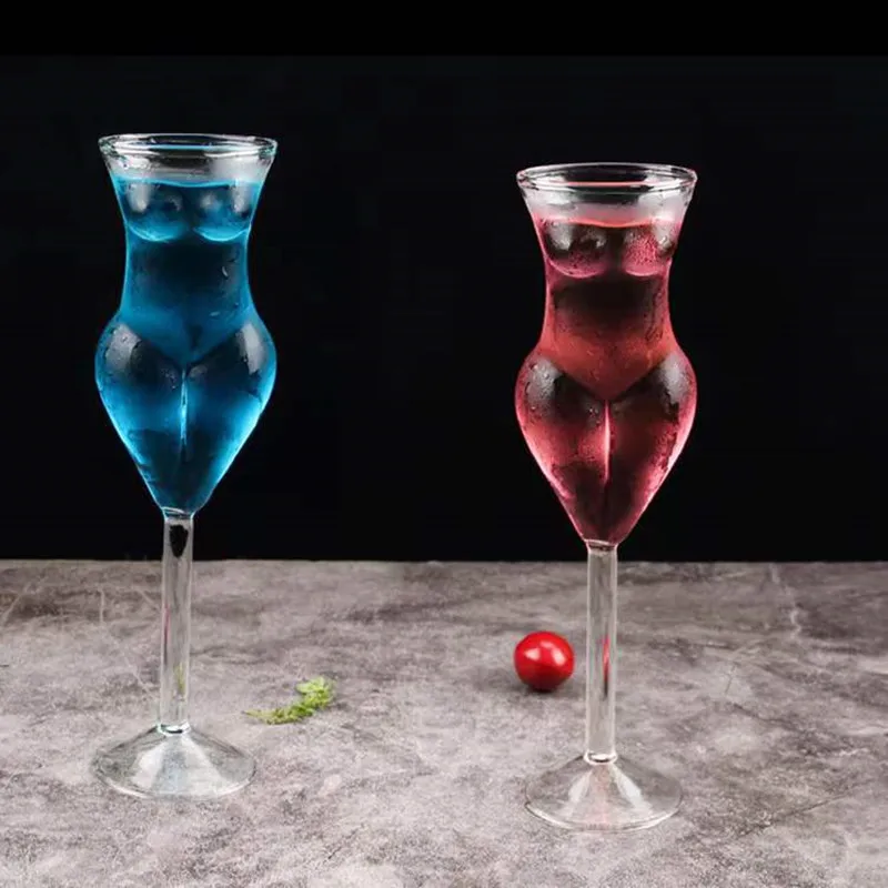 Creative Cocktail Glass Girl Body Shape Glass Cup Crystal Glass Wine Goblet Glass Champagne Borosilicate Beauty Goblet Cup