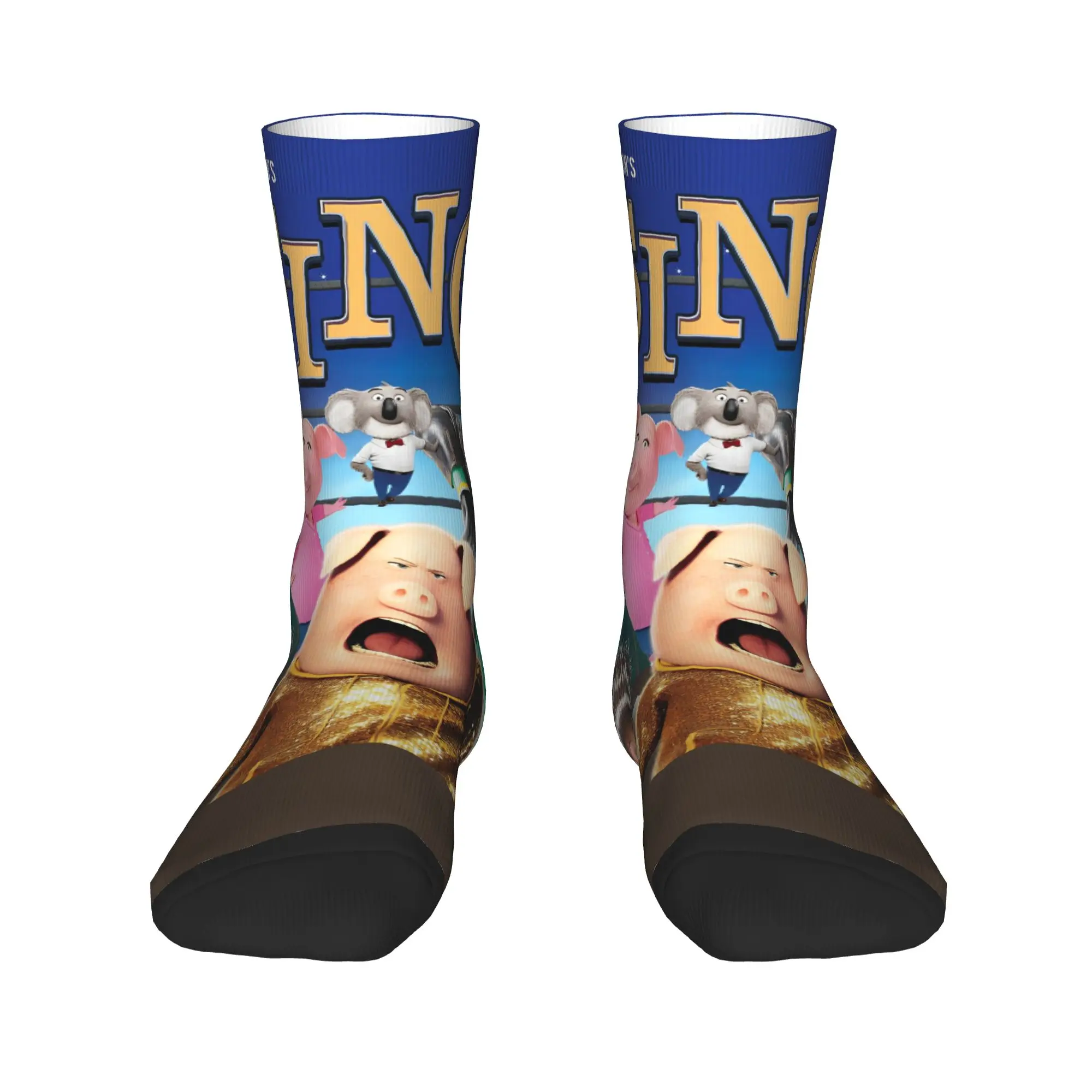 ถุงเท้าลายตัวละครจากภาพยนตร์ซิง 2 ถุงเท้ากันลื่นสำหรับทุกเพศ ผู้ชาย ขนาดกลาง เนื้อนุ่ม ถุงเท้ากีฬากลางแจ้ง ถุงเท้าลายกราฟิกสำหรับฤดูใบไม้ผลิ