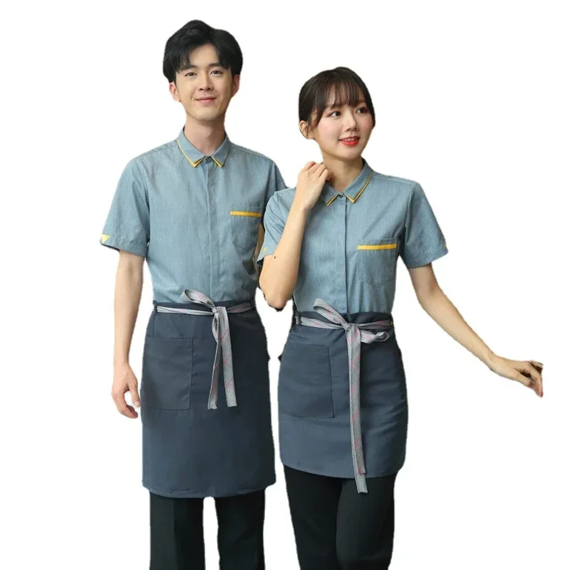 Bakery Waitress Uniform Breathable Chef Shirt Western Restaurant Waiter Uniform Summer Hotel Food Service Kitchen Work Wear
