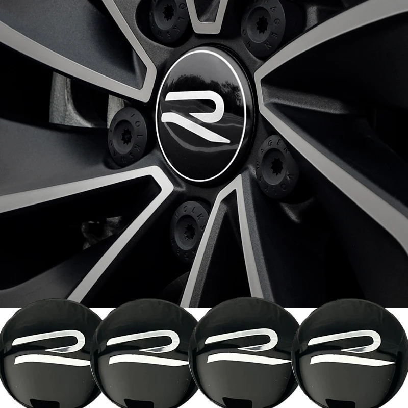 R Emblema Roda Centro Cubo Cap Adesivo, Acessórios para Volkswagen VW R-Line GTI Polo Golf Touareg Passat Magotan Tiguan Jetta