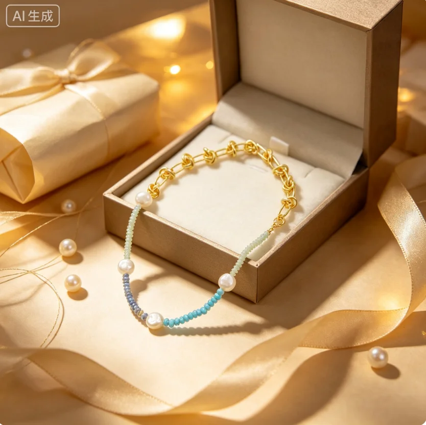 

WT-JN242 New Arrival Unique Design Gold-Plated Pearls and Beads Chain Collar Necklace For Girls Party Decoration