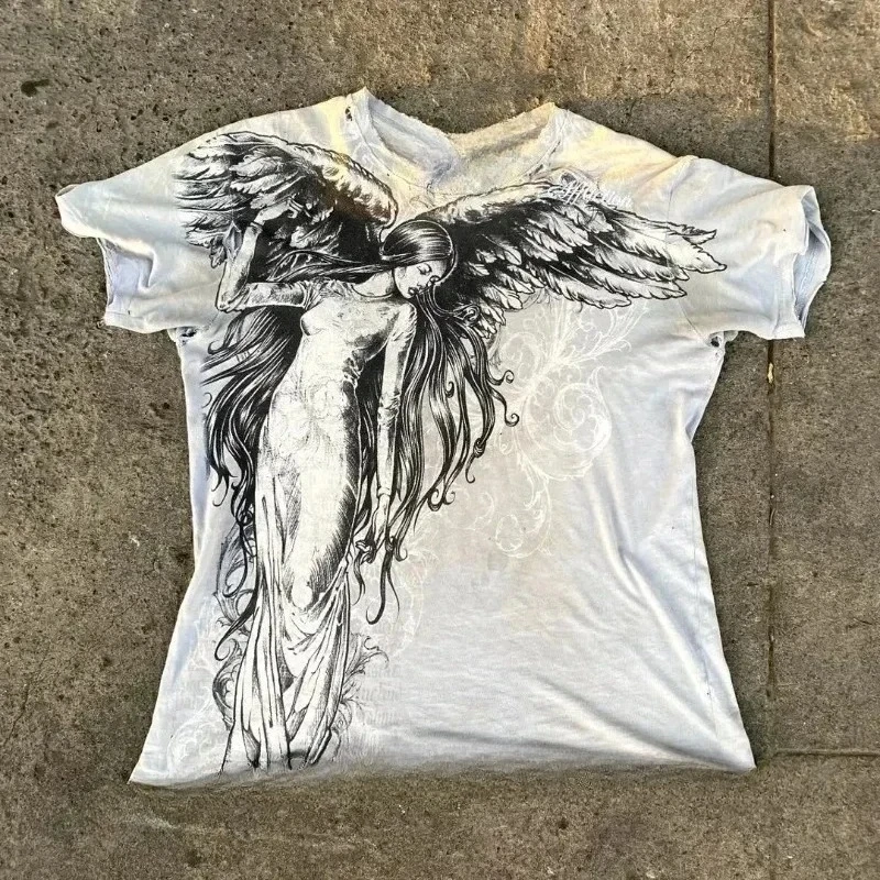 Y2K Affliction T Shirt Vintage Clothing Punk Hip Hop Graphic Print