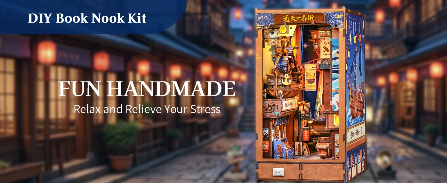 CUTEBEE DIY Book Nook Kit 3D Wooden Puzzle Mini Miniature House Bookshelf Decor Craft Kit for Adult Birthday Christmas Gift Idea