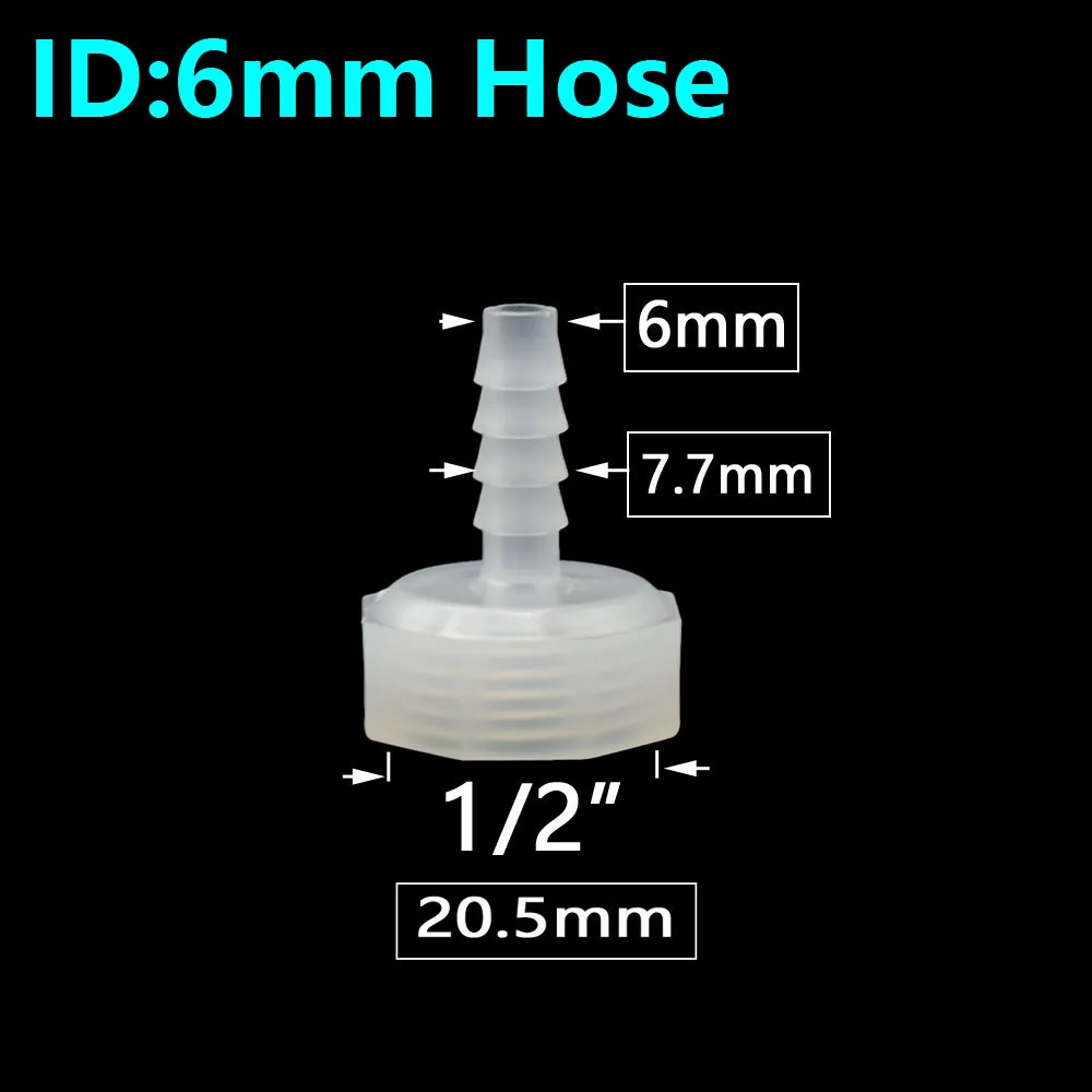 4/6/8/10/12/14/16/20/25mm Hose Barb Fittings With 1/2 3/4 Inch Female Thread Water Tube Connector Coupler Joint