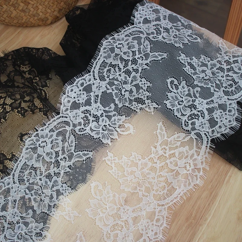 6m=2Pcs.Exquisite Eyelashes Trim,Lace Clothing, Wedding Dress, Splicing Materials,DIY Clothing, Skirt Edge,Accessories