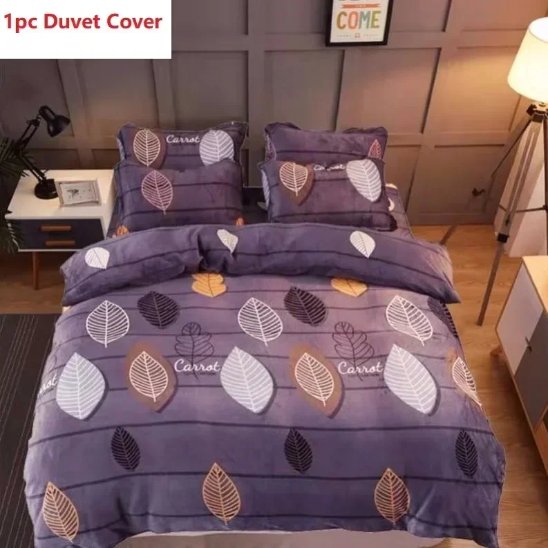 Winter Thicken Warm Plush Duvet Cover - Double-side Coral Fleece Quilt for King/Queen Size Bed