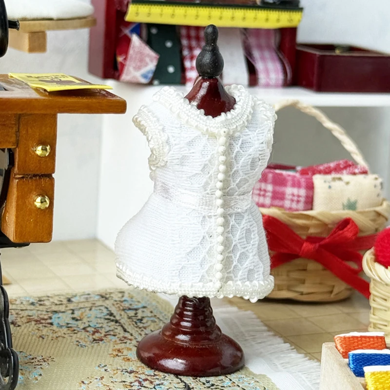 Suporte de Exibição para Manequim de Roupas de Renda Miniatura para Casa de Bonecas 1/12, Cabide para Bonecas, Decoração de Cena de Costura, Brinquedo
