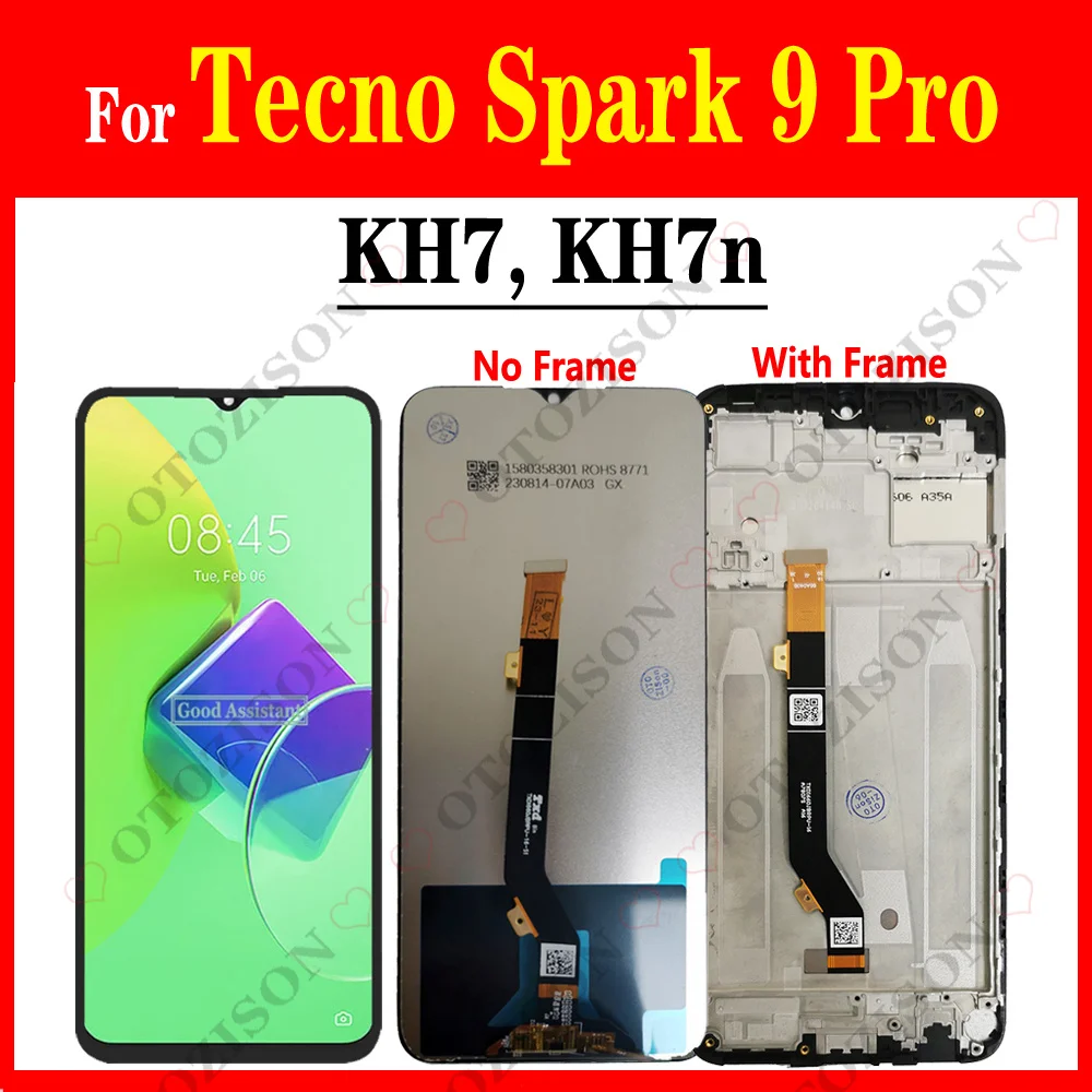 6.6inch For Tecno Spark 9 Pro LCD KH7 KH7n Display With Frame Screen Touch Digitizer Sensor Assembly Replacement Spark9pro LCD