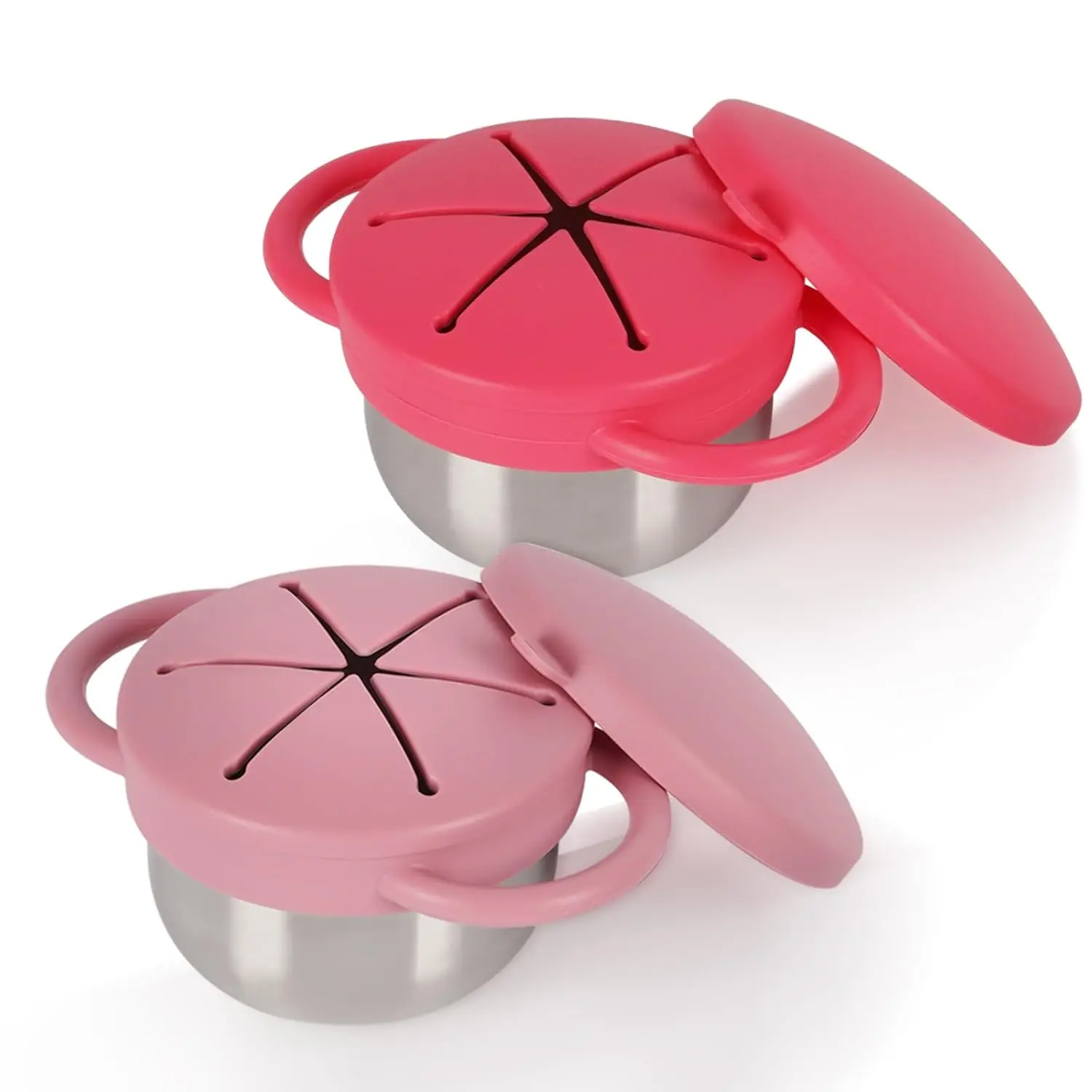 

2-Pack Stainless Steel Toddler Snack Cups with Spill-Proof Lid, Dishwasher Safe for On-the-Go