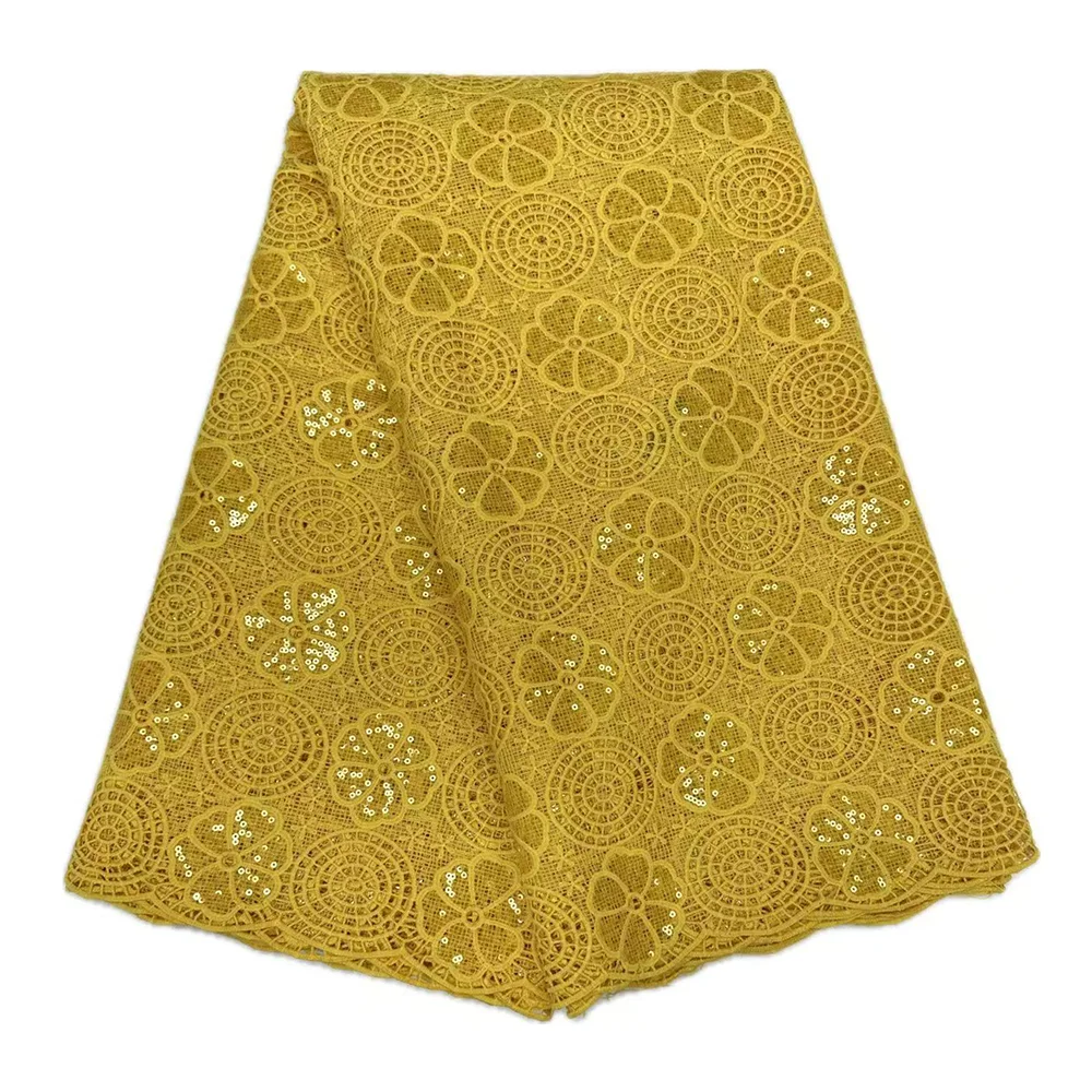 الأنسجة الحبل الدانتيل النسيج 2025 جودة عالية 5 ياردة النيجيري شبكة الدانتيل مع الترتر لخياطة فستان الزفاف الدانتيل للذوبان في الماء