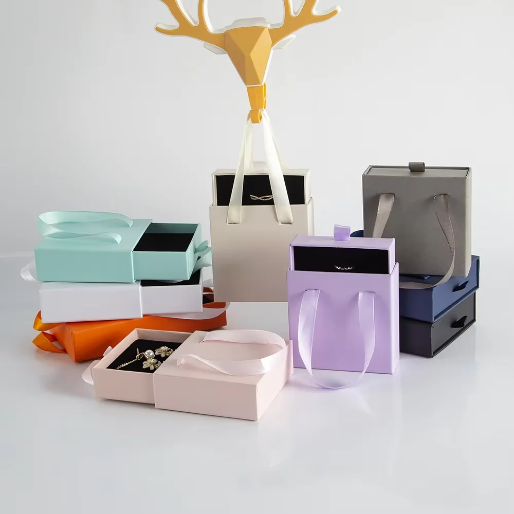 

24Pcs Sliding Drawer Cardboard Organizer with Handle 9x9x3.2cm Jewelry Storage Case Fashion Ring Necklace Earring Jewelry Box