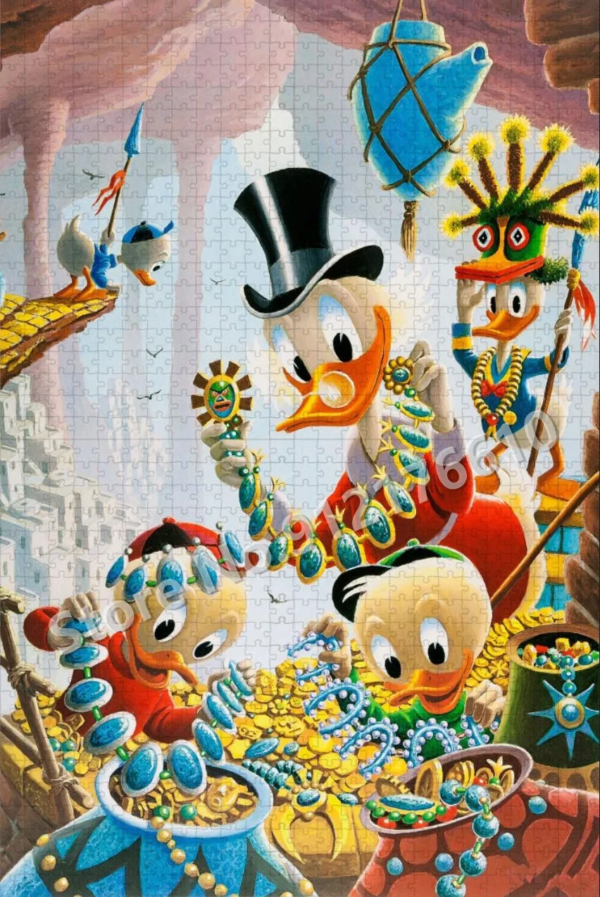 Scrooge McDuck billionaire Duck Jigsaw Puzzle Disney Cartoon Comic DuckTales DIY Decompression Educational Wooden Puzzles Toys