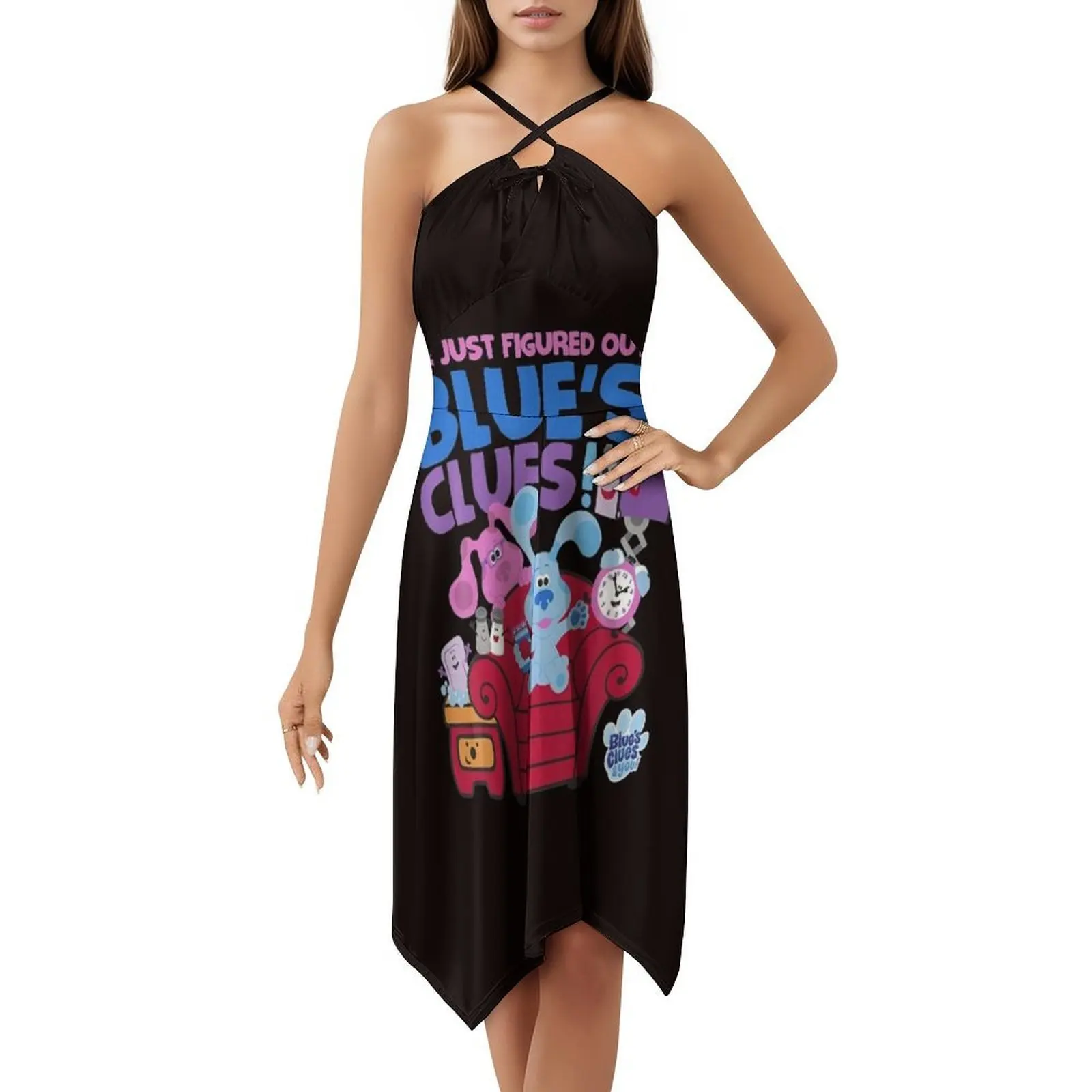 فستان Blue S Clues You Group Shot Just Figured Out Blue S على الطراز الكوري للنساء فستان كاجوال أنيق للحفلات أو الارتداء اليومي