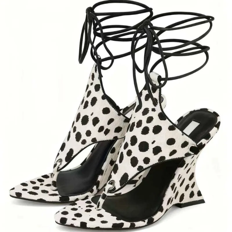 Women Sandals High Heels Summer Fashion Clip Toe Ankle Strap Irregular Sandals Shoes Woman Walking Hollow Shoes for Women