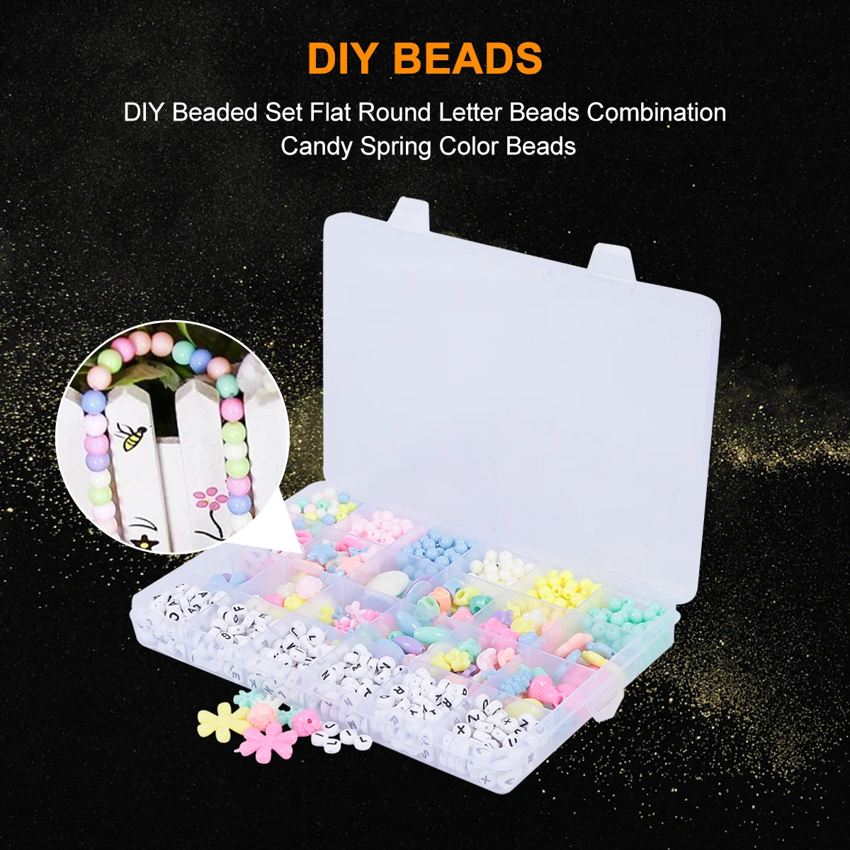 مجموعة خرز بأحرف الحلوى الملونة بألوان ربيعية زاهية متينة من البلاستيك بفتحة كبيرة يمكنك صنعها بنفسك زخرفة يدوية للأطفال