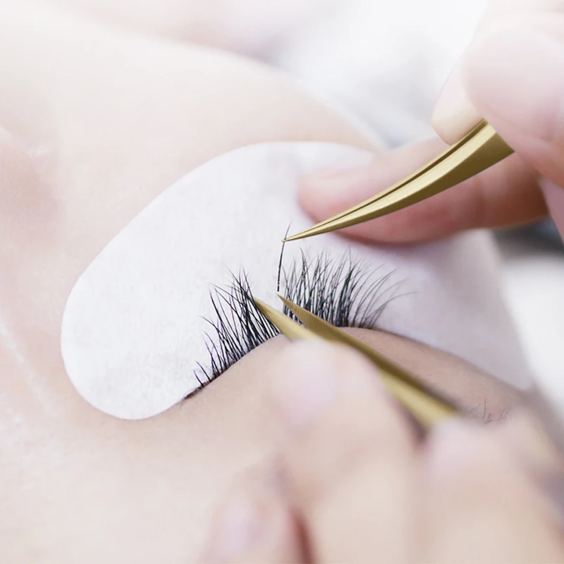 1PC Pinzette per estensione ciglia Pinzette per ciglia Applicatore Estensione Forniture Volume Professionale Sopracciglio Ciglia Pinzette dorate 2027