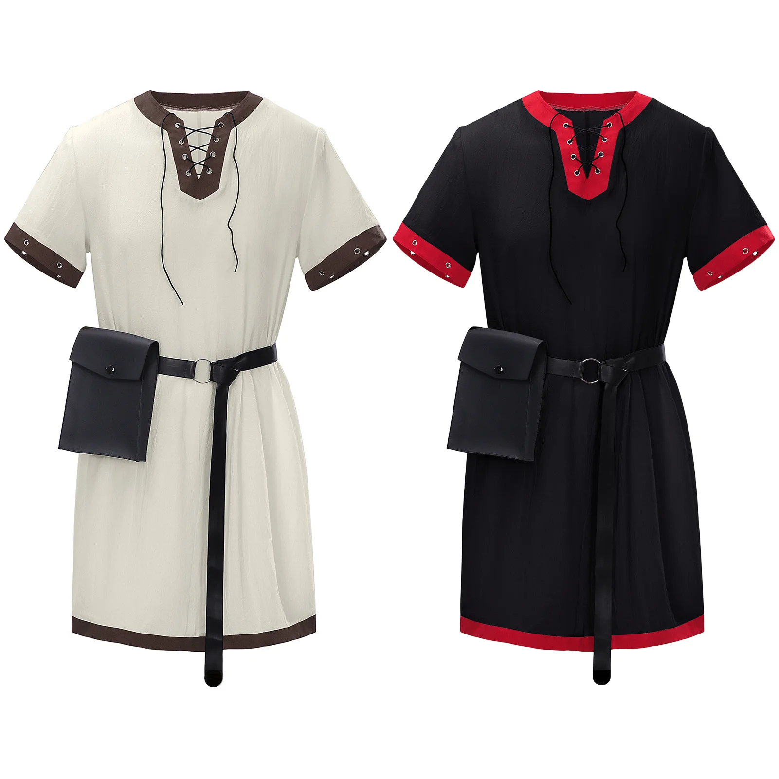 الرجال فرسان القرون الوسطى تأثيري هالوين زي رداء الملابس القمم تمبلار القراصنة الرجعية المحارب لعب الأدوار مجموعة للحزب كرنفال