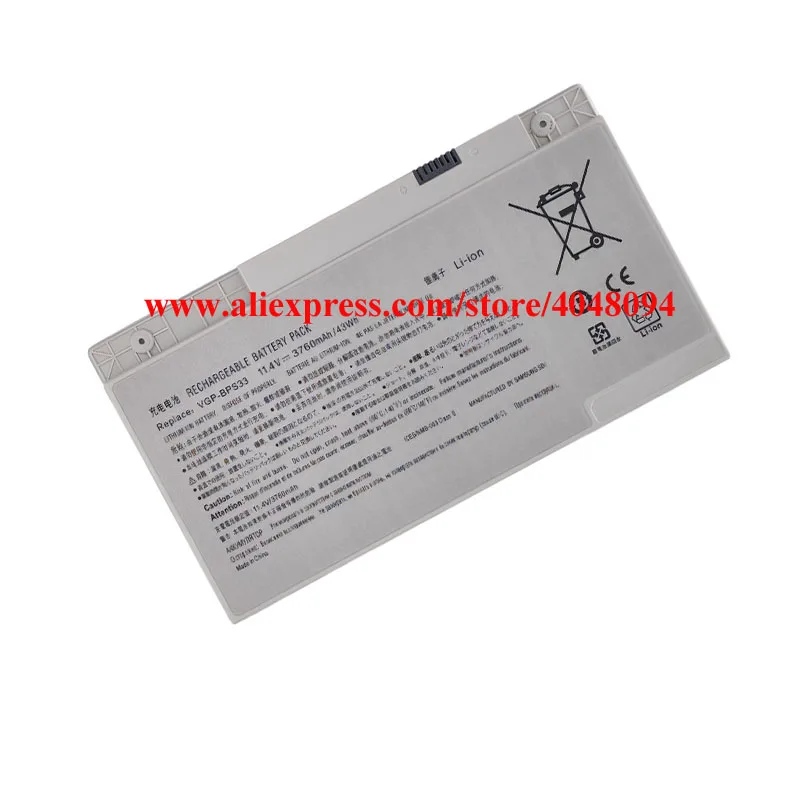 New VGP-BPS33 11.4V 43WH/3760mah Laptop Battery For SONY VAIO SVT-14 SVT-15 T14 T15 BPS33 SVT1511M1E SVT14126CXS