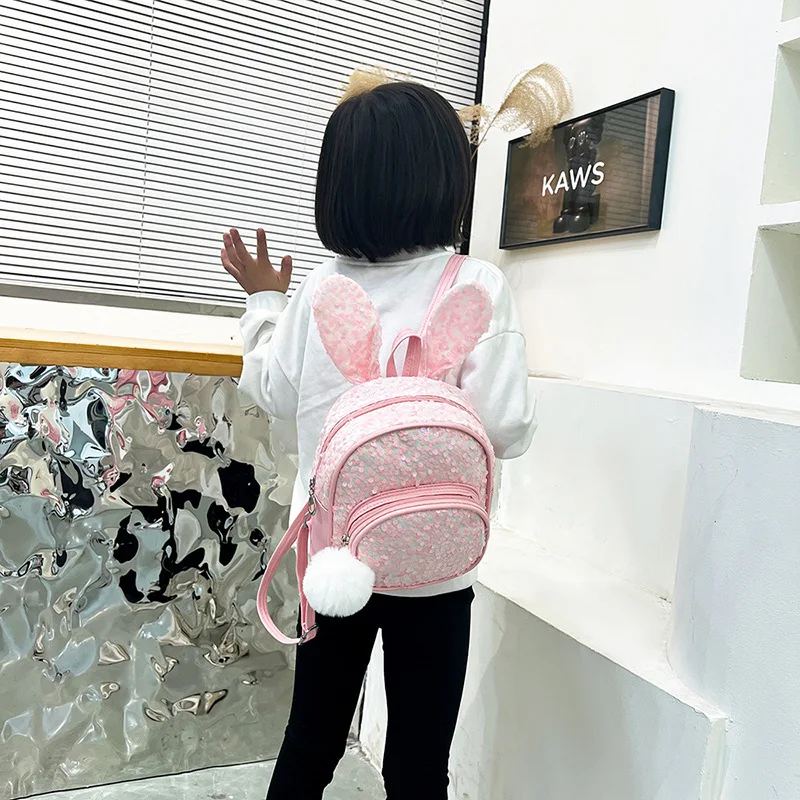 Moda casual bonito coelho orelhas mochila estilo meninas jardim de infância crianças mochila saco de livro sacos rugzak escolar