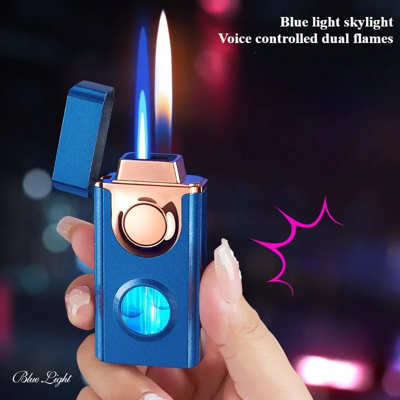 

Intelligent Voice Controlled Gas Electric Dual Fire Lighter Portable Metal Smoking Accessories Multifunction High-Flame Lighters