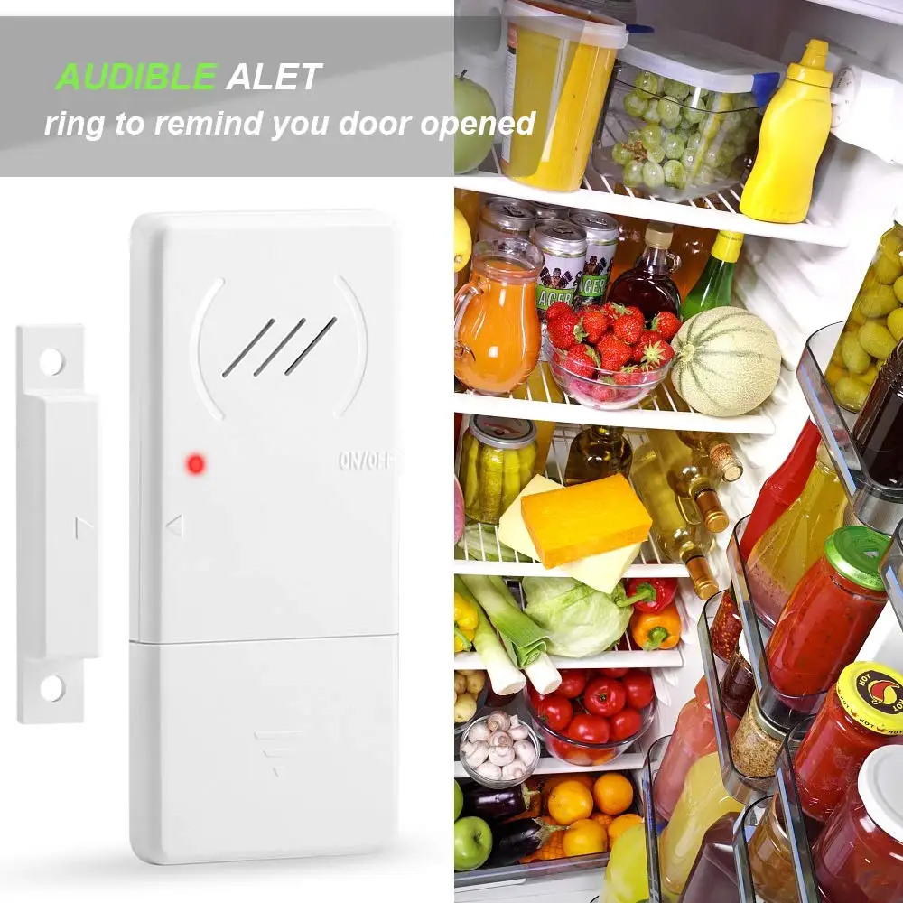 Awapow Freezer Door Alarm Delay Refrigerator Alarms Wireless Window And Door Opening Sensor Loud 90dB 3/15/30/60 Seconds Adjust