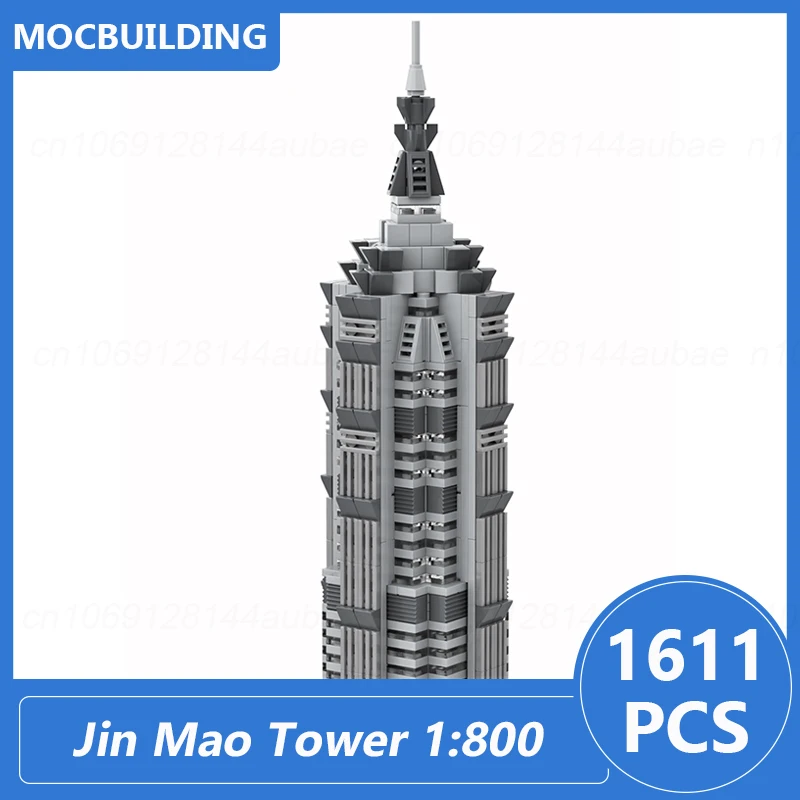 Torre Jin Mao escala 1:800 arquitectura modelo Moc bloques de construcción Diy montar ladrillos colección de exhibición juguetes regalos de navidad 1611 Uds