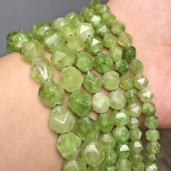 Faceted Peridot Stone Beads Green Olivine Loose August Birthstone Beads for Jewelry Making DIY Bracelet Accessories 6 8 10mm