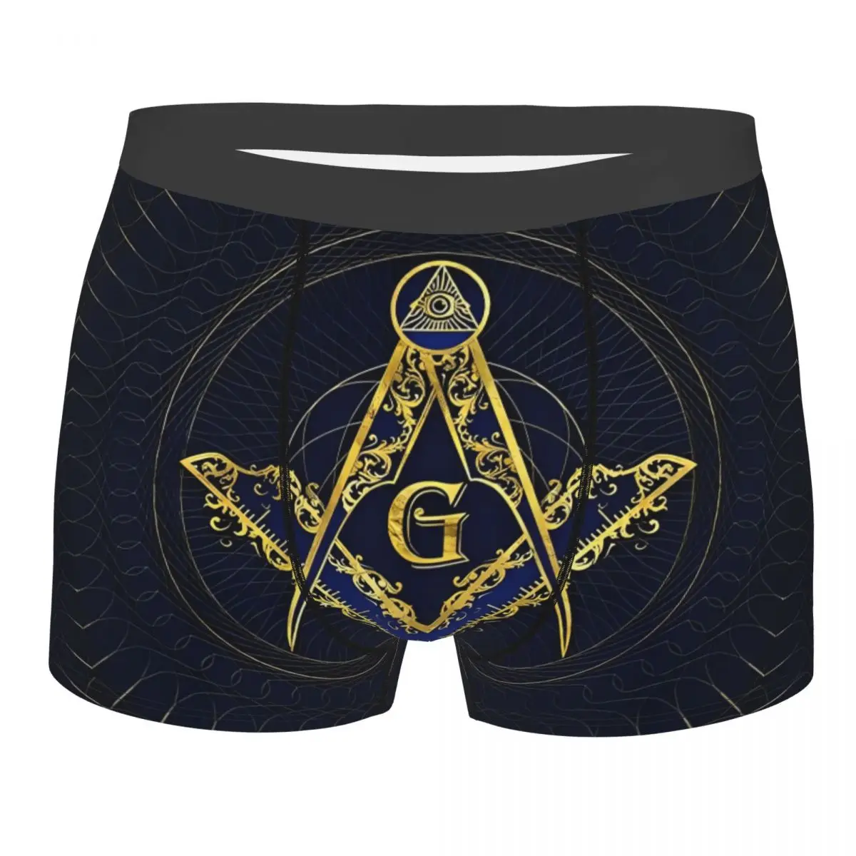 Hot Boxer Shorts Panties Man Freemasonry Symbol Square And Compasses Underwear Soft Underpants for Homme S-XXL