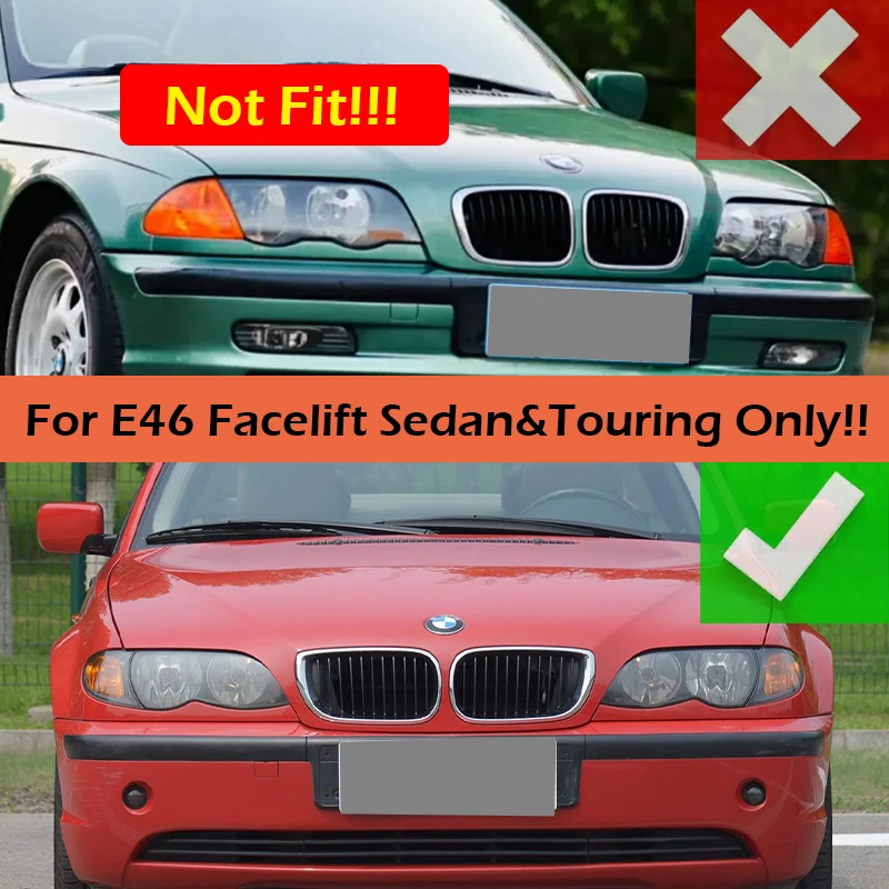 For BMW 3 Series E46 Lci 4 Door Sedan Touring 2002-2005 Single/Double Slat Girll Chrome Gloss Matte Black Star M Color Carbon