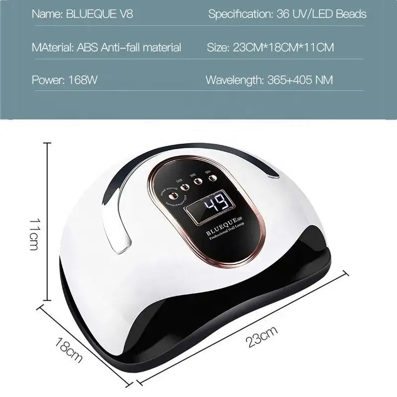 Lampe à ongles intelligente LED UV, table de manucure, sèche-linge, câble portable, outil pour le durcissement du vernis gel, N64.Tools, 168W