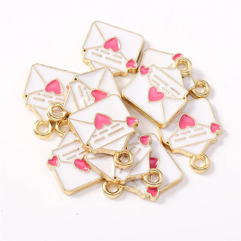 

10pcs 12x16mm Cute Enamel Envelope Charms Pendants for Making Drop Earrings Necklaces Bracelets DIY Crafts Jewelry Accessories