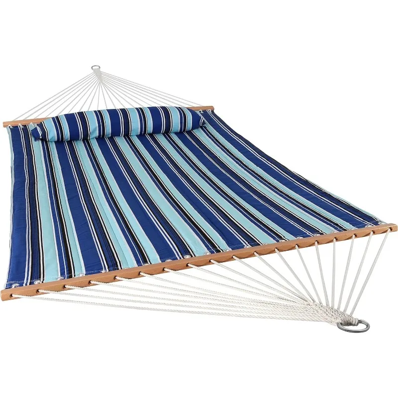 

Outdoor Quilted Fabric Hammock - Two-Person with Spreader Bars - Heavy-Duty 450-Pound Capacity