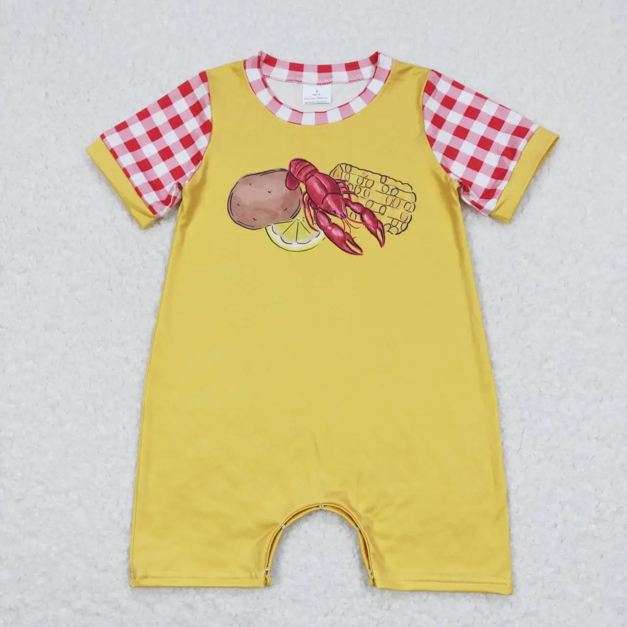 

SR0770 Boys Summer Toddler Clothes Short Sleeve Lobster Print Kids Boutique Clothes