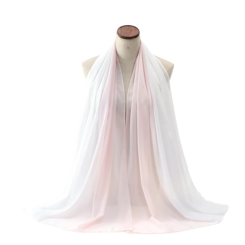 

Breathable Chiffon Ethnic Style Scarf Long Gradient Color Islamic Turban Echarpe Foulard Wraps Shawl Female