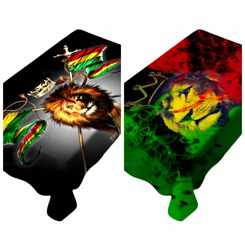 African Fashion Rasta Lion Of Judah Reggae Music Crown King Waterproof Rectangular Tablecloth By Ho Me Lili For Tabletop Decor