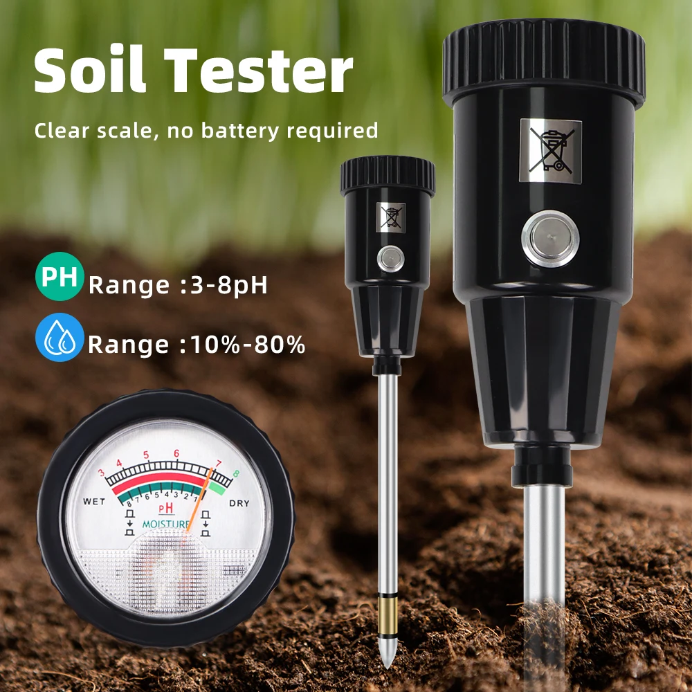 Handheld Soil Moisture PH Meter Acidity Hygrometer Metal Sensor Probe 3~8ph No Battery PH Humidity Tester for Planting Garden