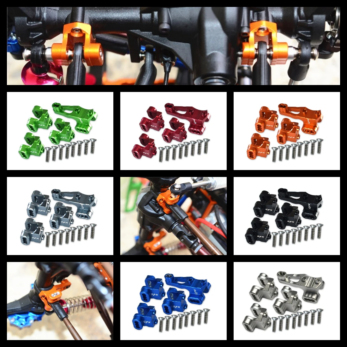 

GPM ALUMINUM FRONT/REAR AXLE MOUNT SET FOR SUSPENSION LINKS For 1/10 TRX4 DEFENDER TRAIL CRAWLER-82056-4