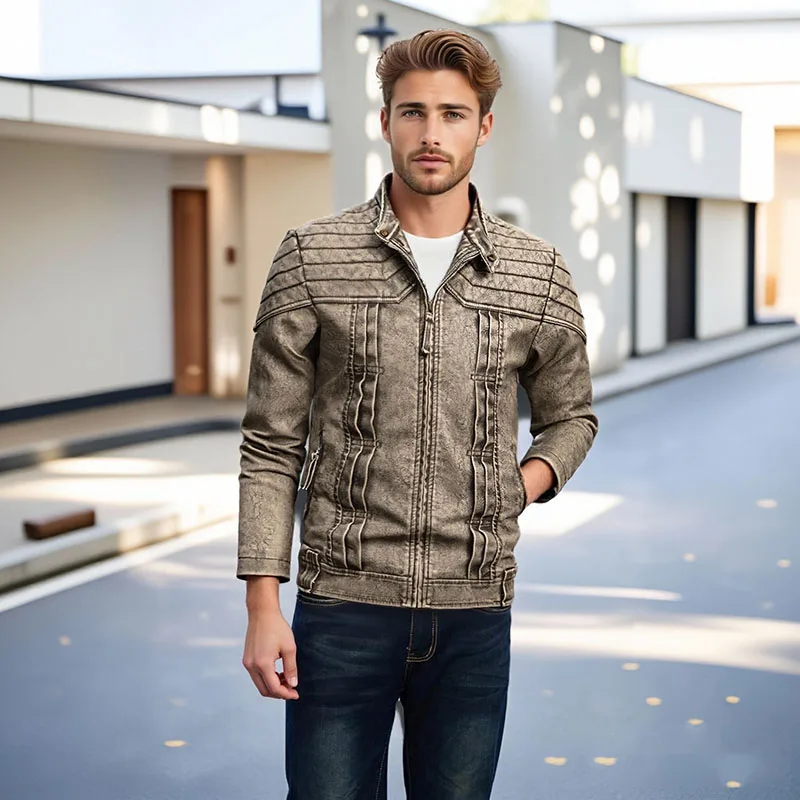 

Mens Leather Jackets Men's Winter Fashion Washed Motorcycle PU Leather Jacket Coat Men Vintage Casual Leather Jackets Outerwear