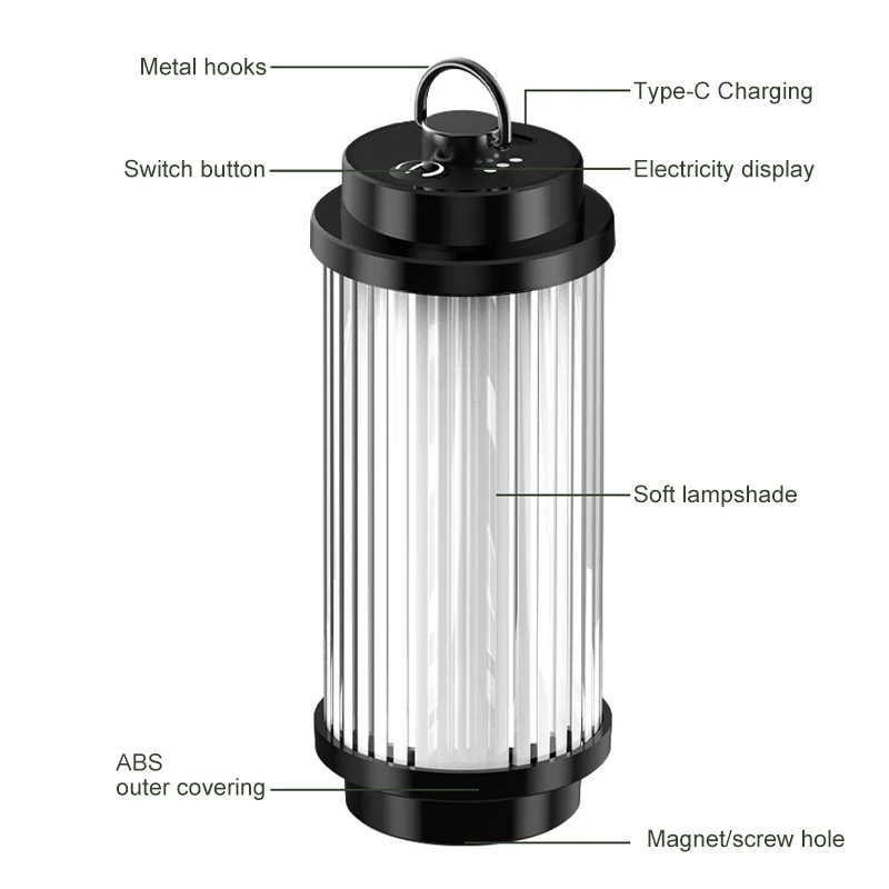 Outdoor camping tools camping lights 5 kinds of lights adjustable ceiling can be connected with the bracket TYPE-C charging.