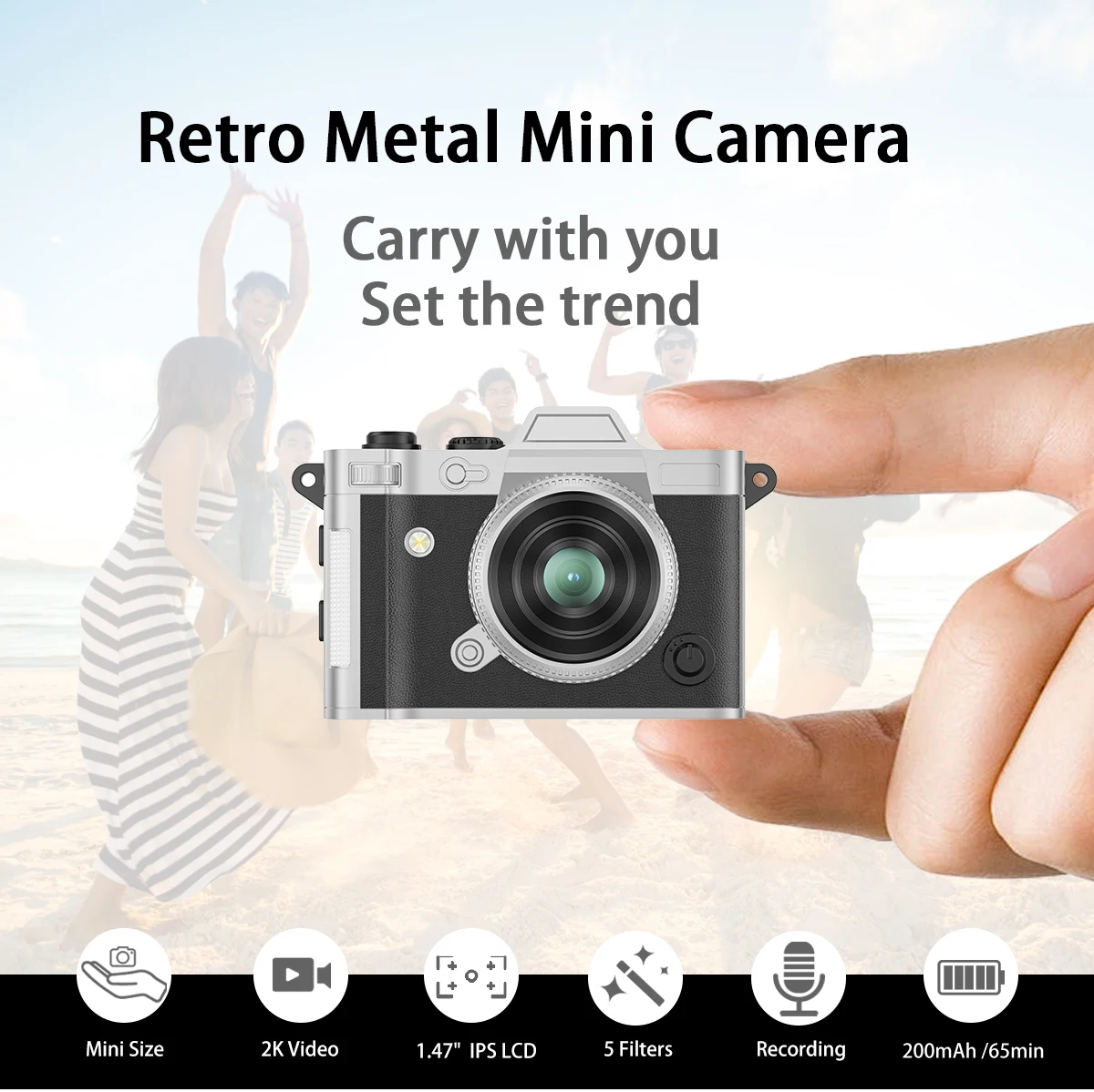 DC29S Metallic Texture Super Light Genuine Leather Retro Android Phone Mini Digital Camera CMOS 2K Video Instant Sharing