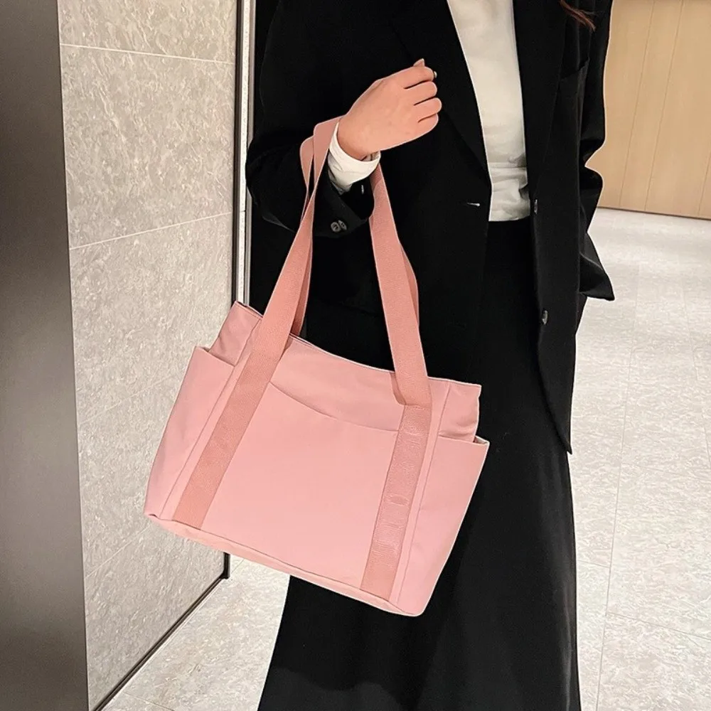 

Stylish Large Capacity Women's Tote Bag Solid Color Lightweight Shoulder Bag Portable Multi-pocket Handbag Travel