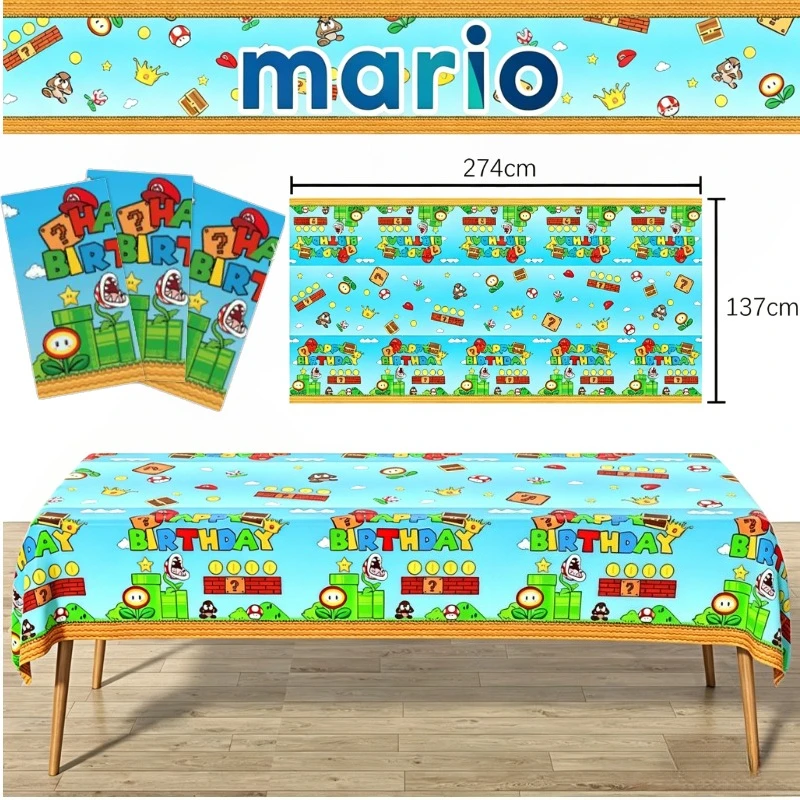 1/5 Uds. Manteles de Super Mario para Fiesta de Cumpleaños, Decoraciones de Anime 137x274cm, Cubierta de Mesa Desechable de Mario, Regalos y Juguetes