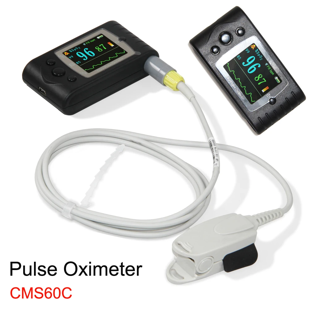 CMS60C Handheld Pulse Oximeter Adult SPO2 Probe Pulse Rate TFT USB Blood Oxygen HR SPO2 Monitor Sensor Analyzing Software