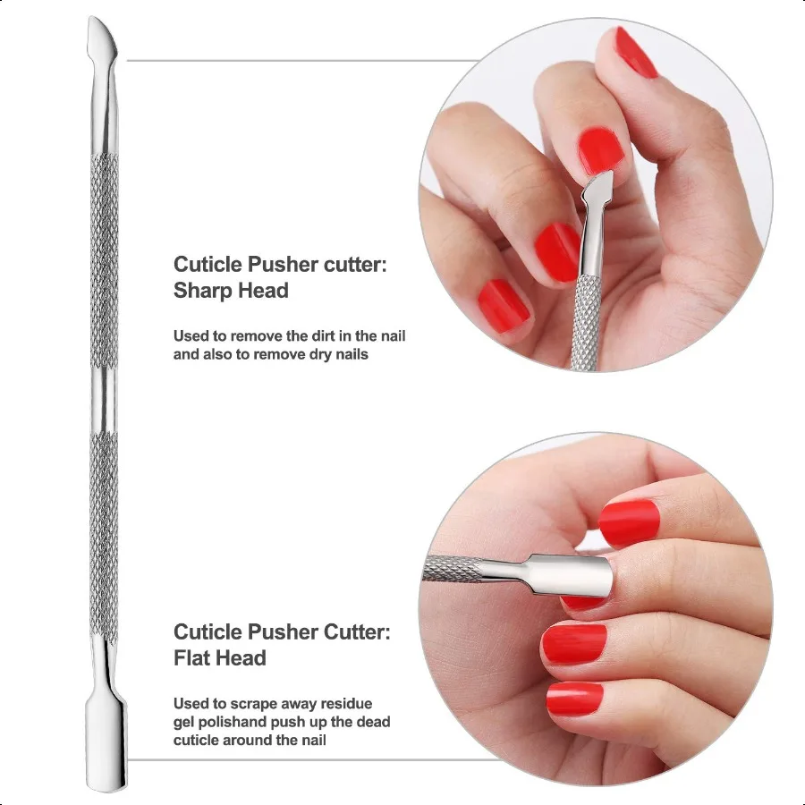 Aparador de cutícula com empurrador de cutícula e cortador removedor de cutícula pinças profissional cortador de aço inoxidável clipperspedicure manicure