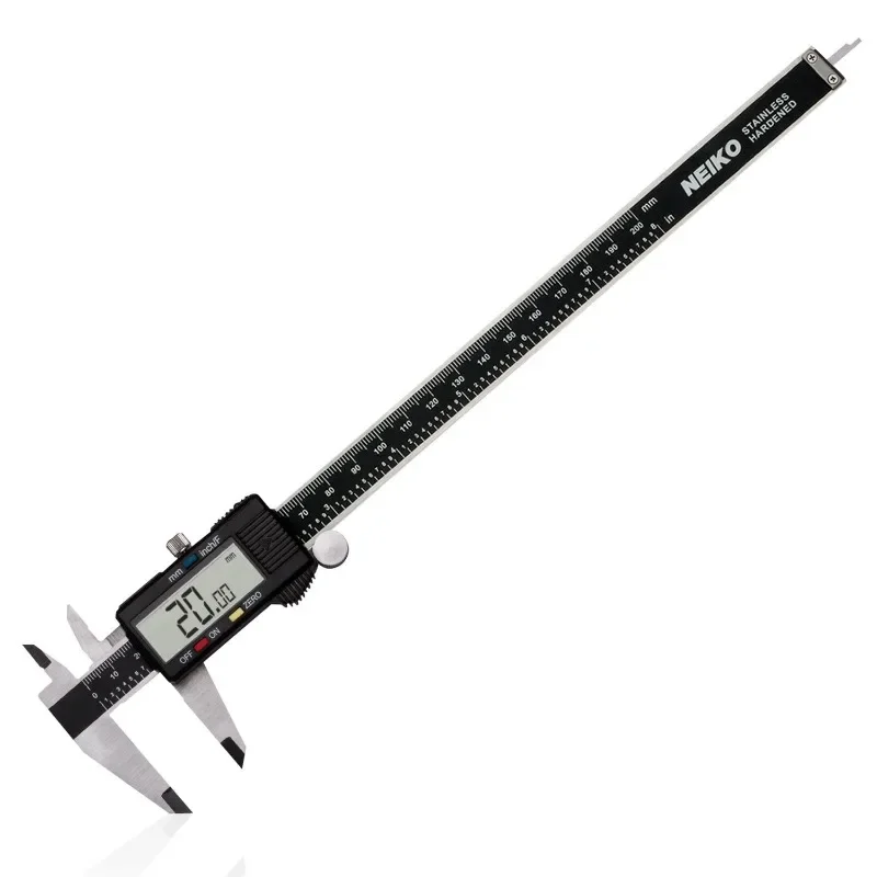 Electronic Digital Caliper Extra Large Display 0-8 Inches Inch/Fractions/Millimeter Conversion Polished Stainless Steel